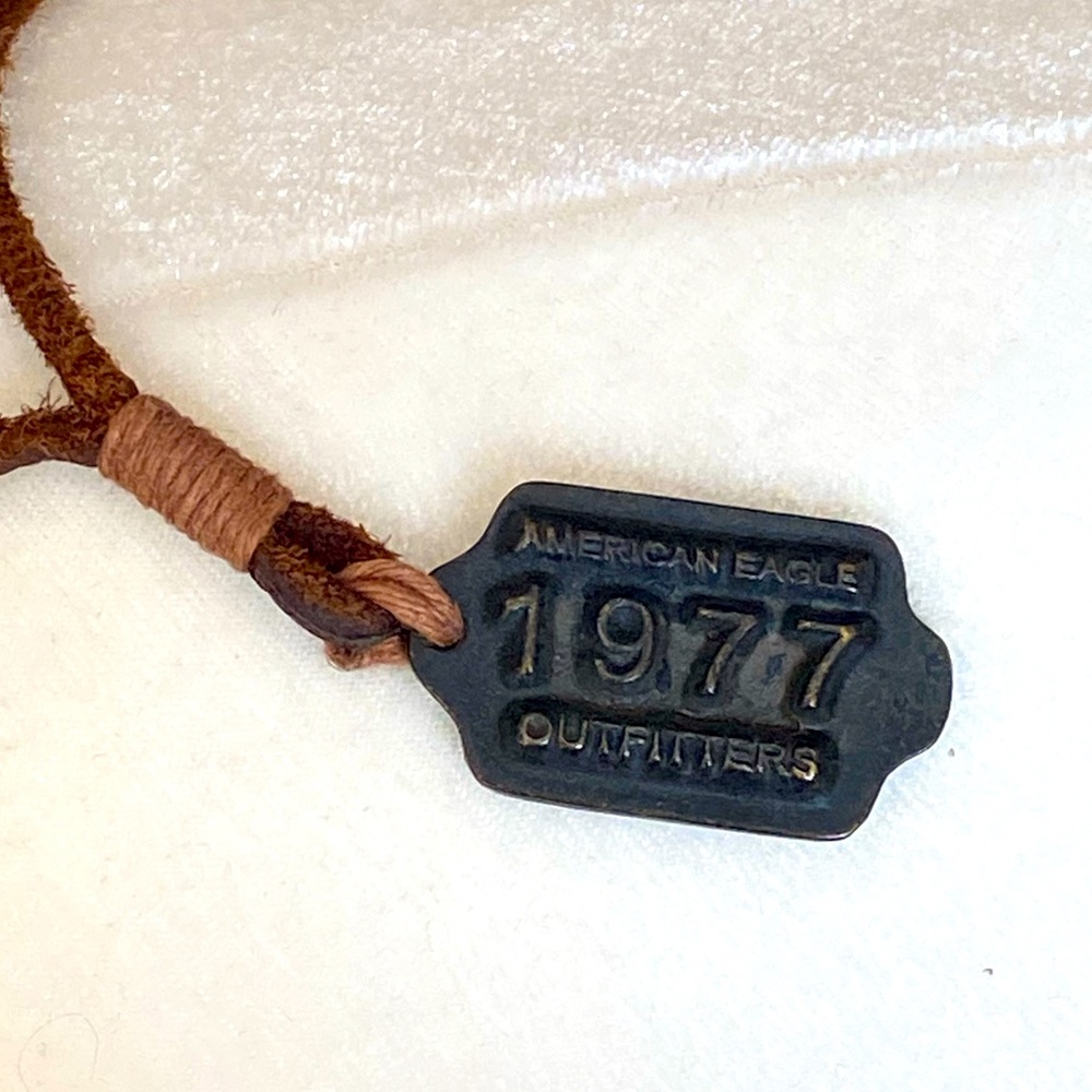 American Eagle Outfitters Leather Necklace With 1977 Pendant